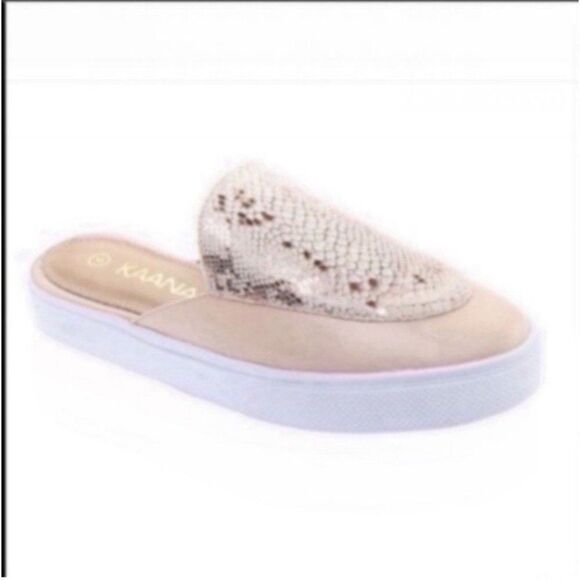 Kaanas Metallic Crackle Slide Sneakers Nude Pink Platform Mules Size 6 Revolve - Picture 7 of 14